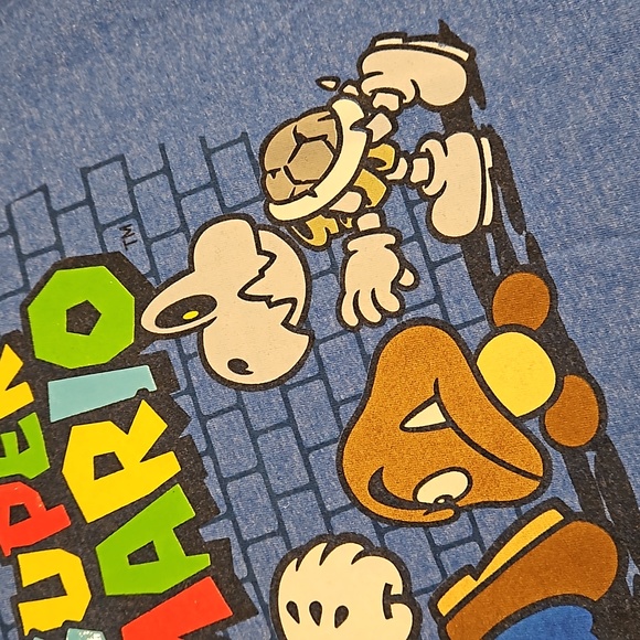 Super Mario blue short sleeve graphic tee XL characters EUC - Picture 4 of 6